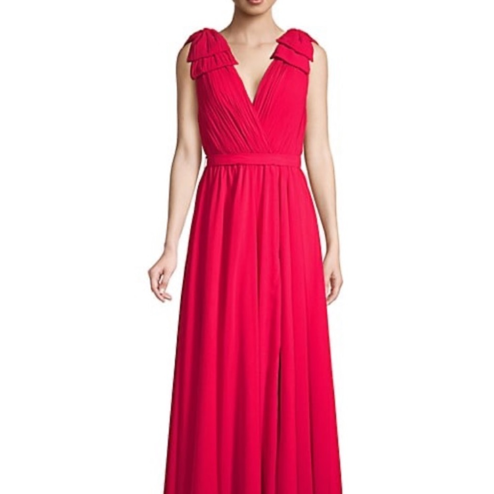 Basix Black Label Flutter Shoulder Maxi Gown in Watermelon Pink